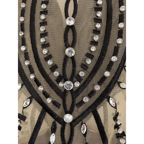 Cache Black Beaded Mesh & Jersey Evening Gown Size 8 RF10611 NWT $458 Formal - Picture 5 of 15